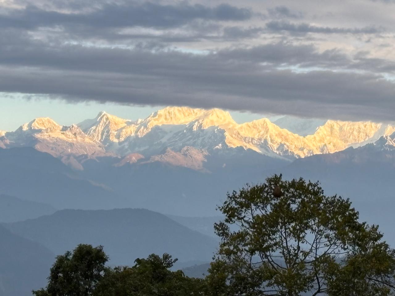 Kanchenjunga range at sunrise, seen from Kepchaki Stay
